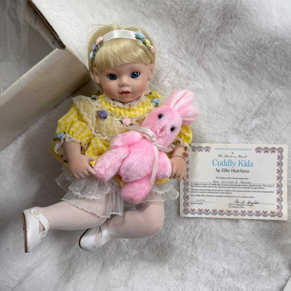 Danbury Mint Cuddly Kids Ashley Porcelain Doll Elke Hutchens COA Original Box